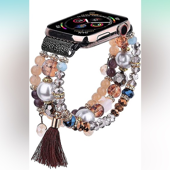 Brown Beaded Apple Watch Band 42/44/45MM Compatible - Picture 5 of 5